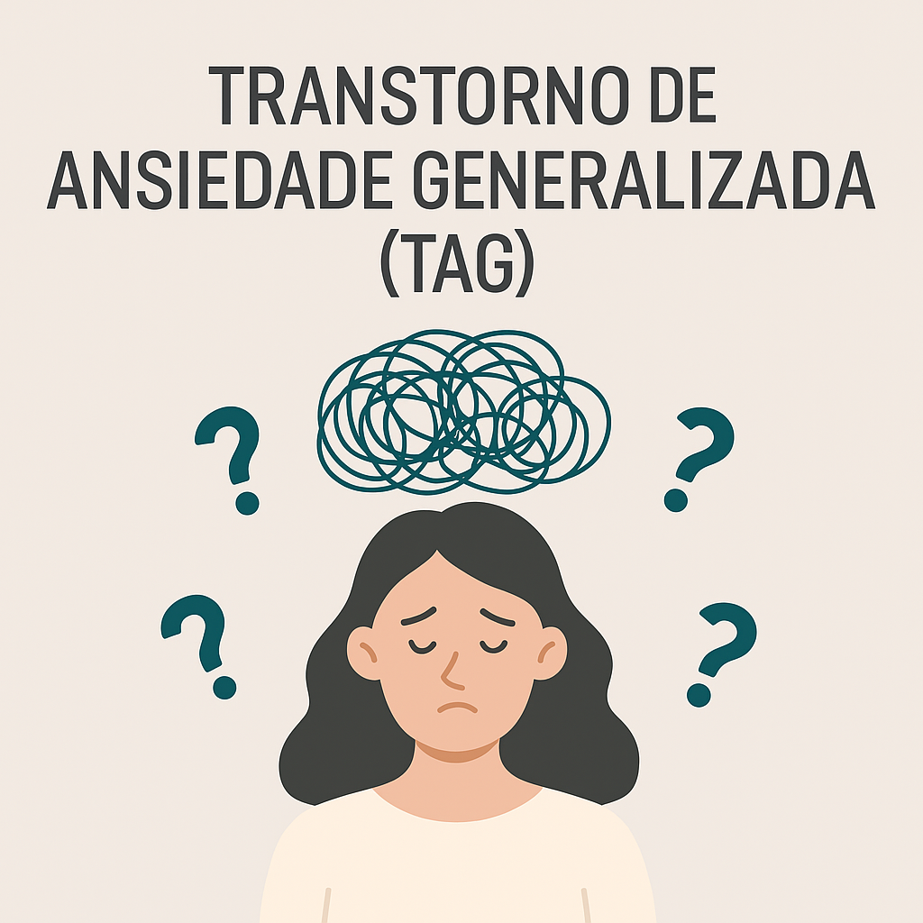 Ilustração sobre Transtorno de Ansiedade Generalizada (TAG) representando equilíbrio emocional.